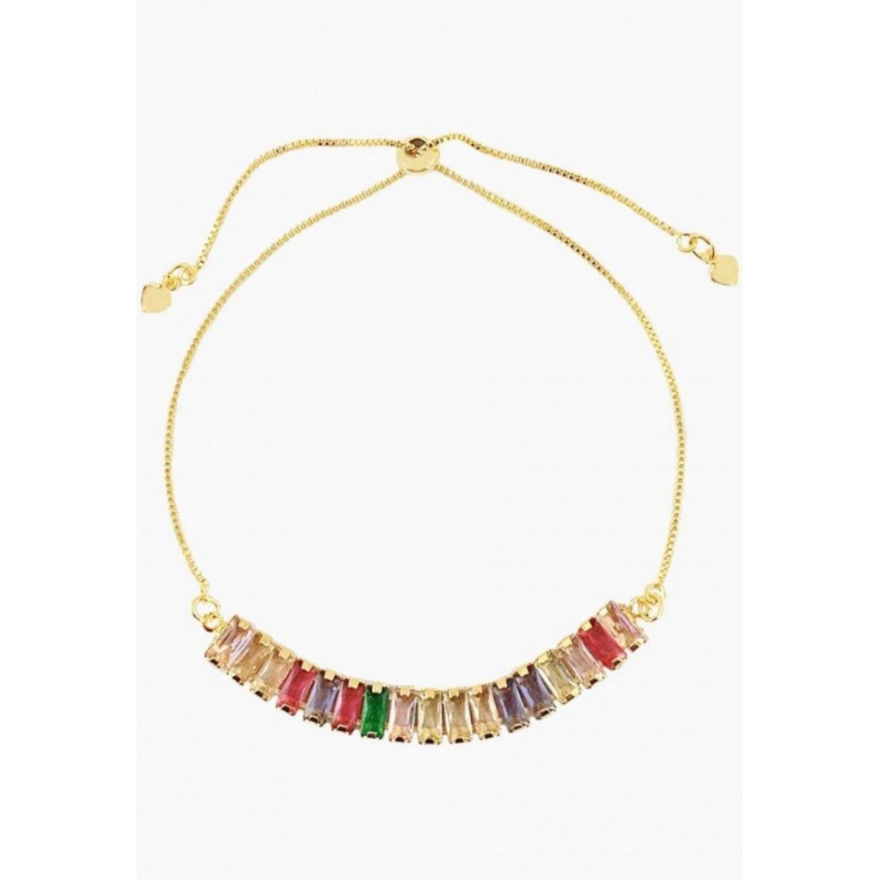 Pulseiras Gravatinha com Pedras coloridas banho em ouro 18k