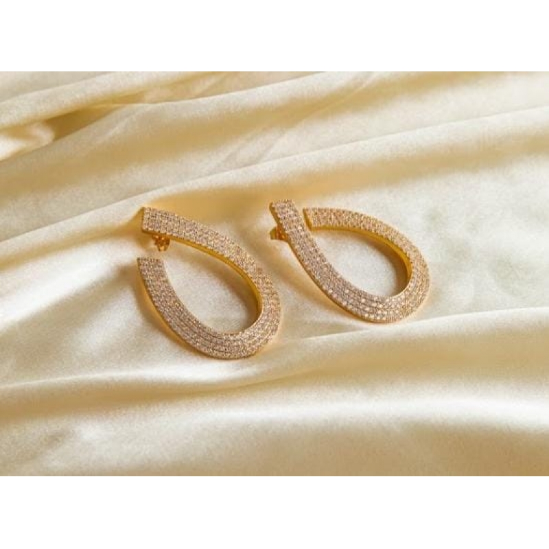 Brinco festa elegante com zirconias banho em ouro rose 18k