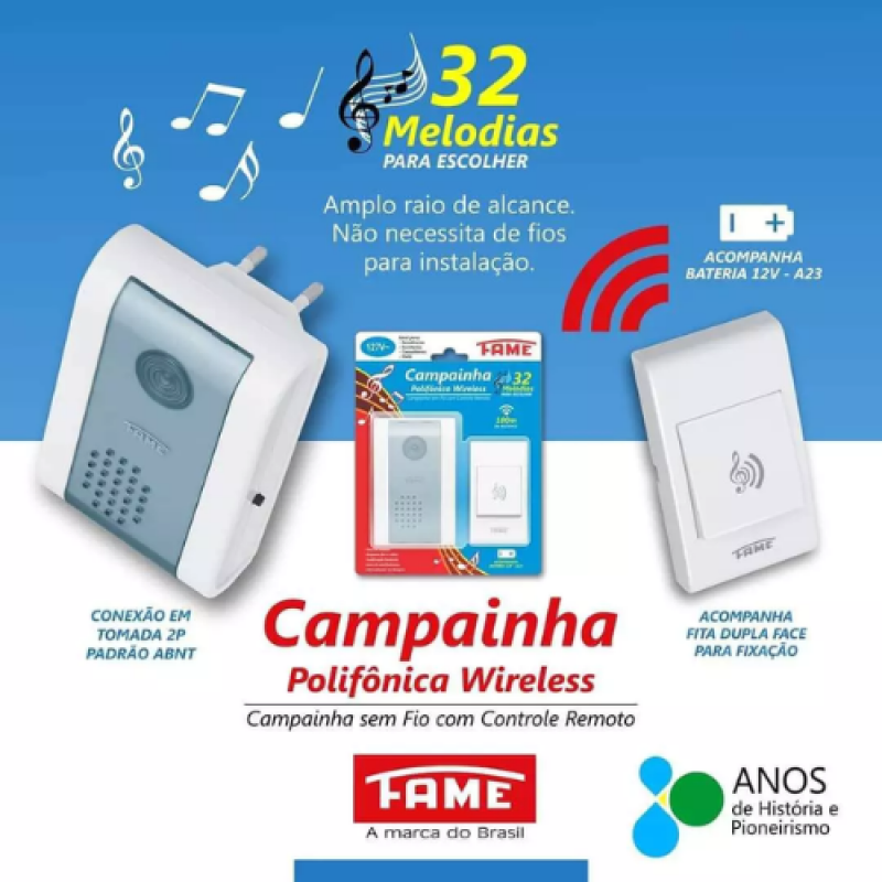 CAMPAINHA POLIFÔNICA COM CONTROLE REMOTO